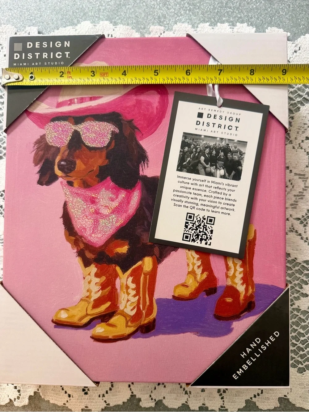 Design District Dachshund Cowgirl Canvas Wall Art Dog Pink Western Puppy Dog NWT